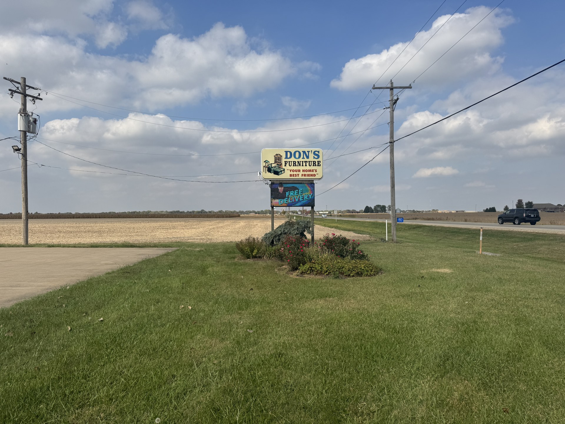 Digital roadside sign at a customer location