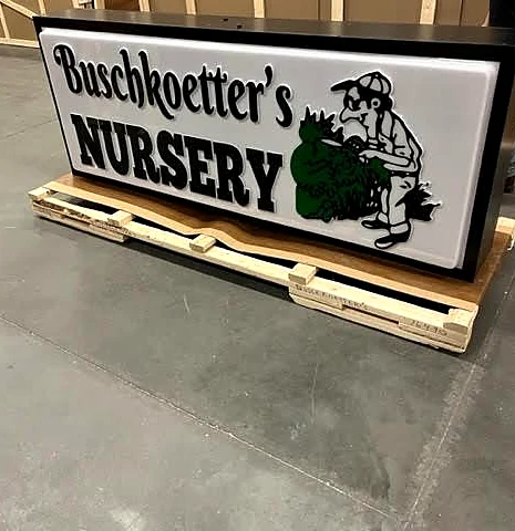 Buschkoetter’s Nursery Sign during fabrication in the shop