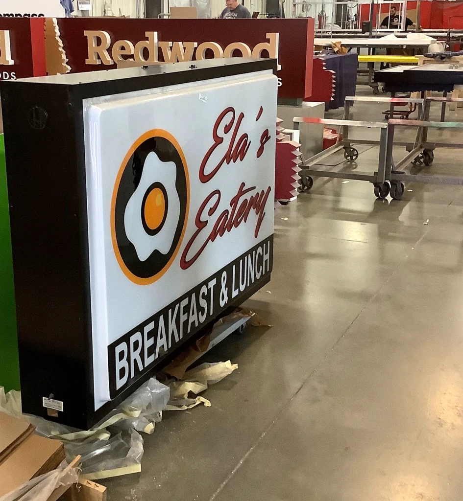 Ela’s Eatery Sign during fabrication in the shop
