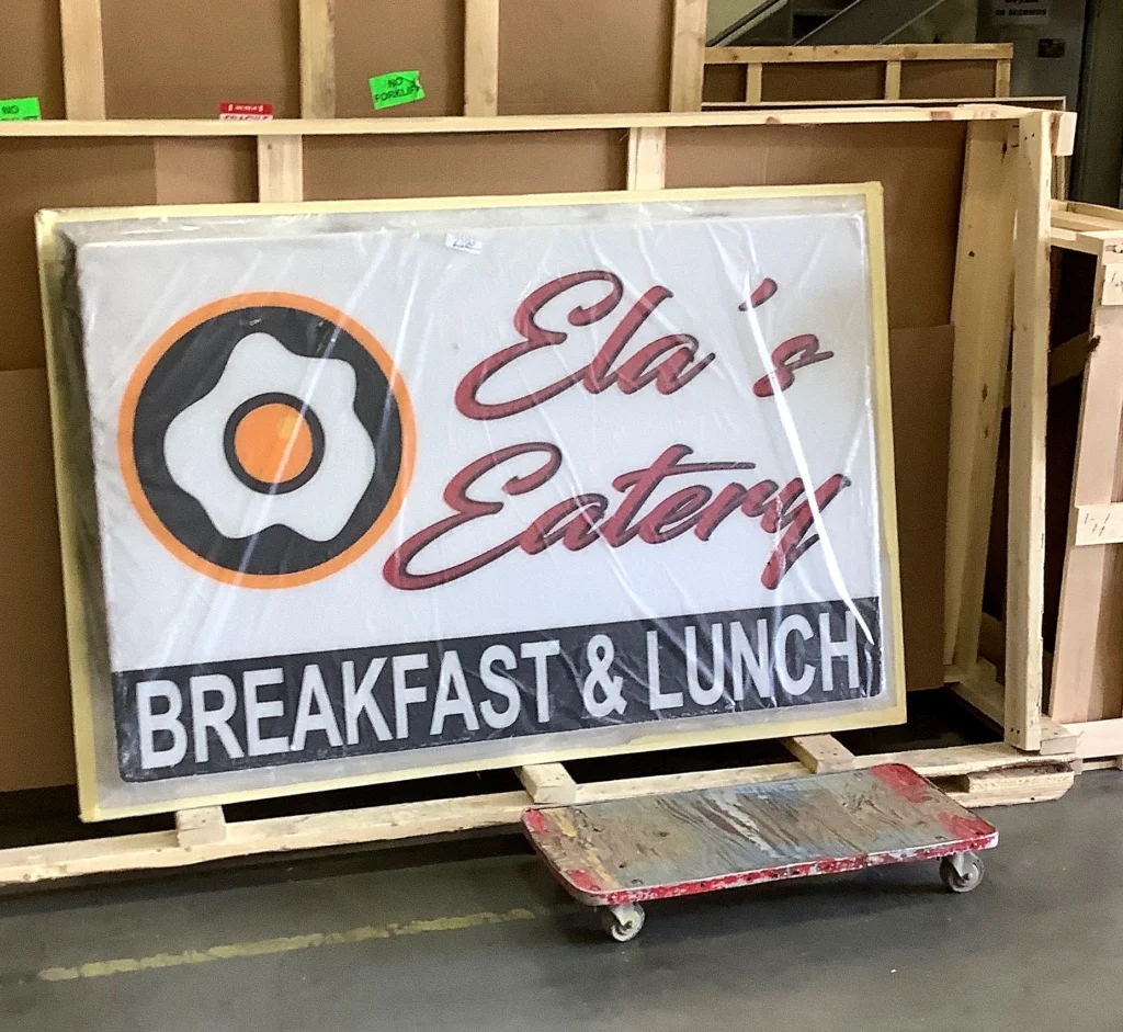Ela’s Eatery Sign during fabrication in the shop