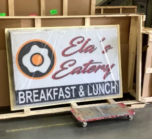 Ela’s Eatery Sign during fabrication in the shop
