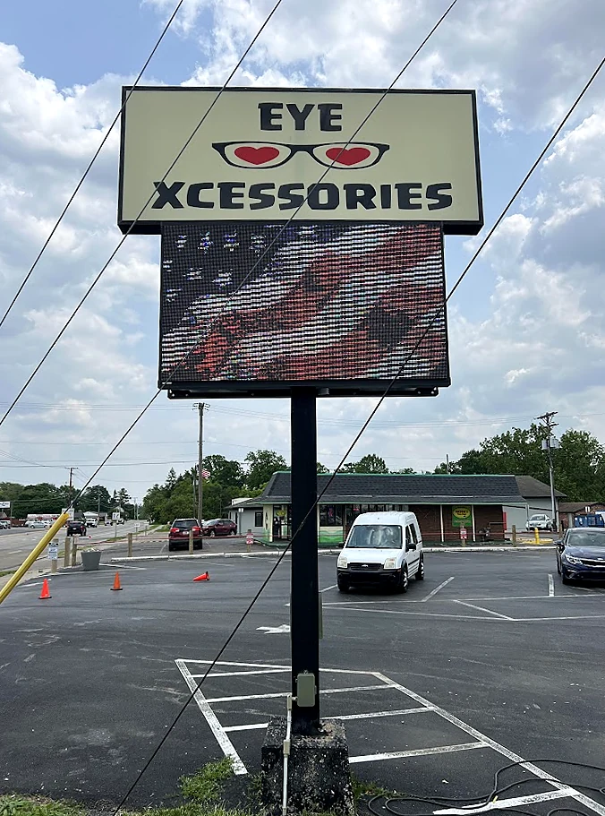 Eye Xcessories Digital Sign in its installed setting
