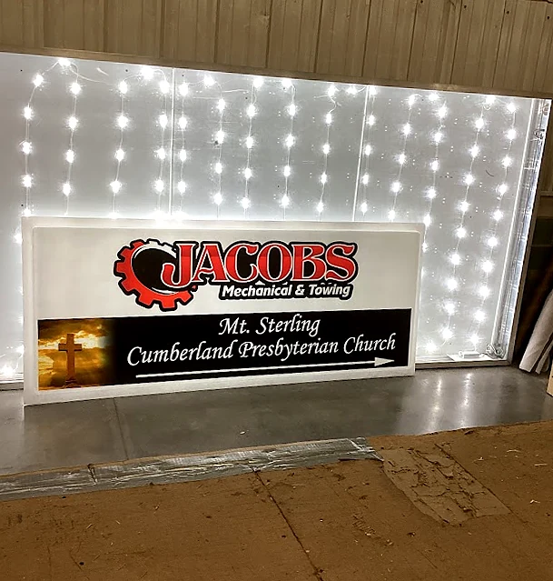 Jacobs Mechanical & Towing Digital Sign during fabrication in the shop