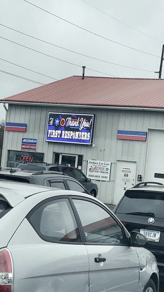 Jordan’s Car Care Digital Sign shown in actual field footage