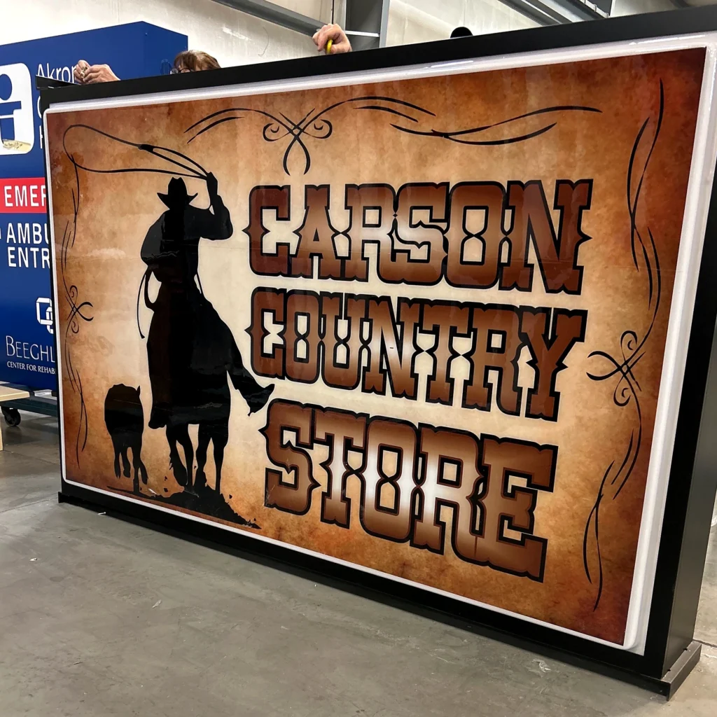 Larson Country Store Sign during fabrication in the shop