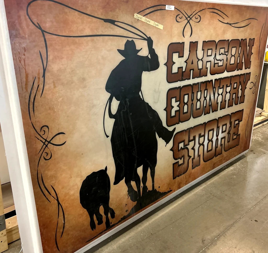 Larson Country Store Sign during fabrication in the shop