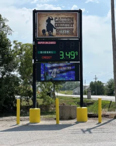 Larson Country Store Sign in its installed setting