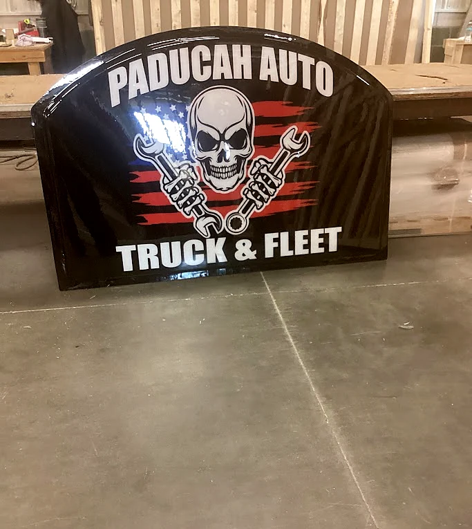 Paducah Auto Truck & Fleet Sign during fabrication in the shop