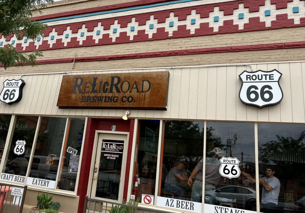 Railroad Brewing Storefront Sign in its installed setting