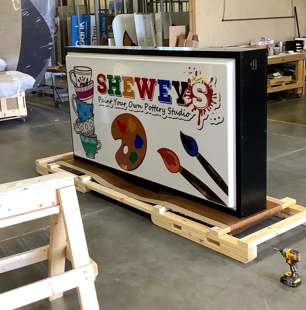 Shewey’s Sign Fabrication during fabrication in the shop