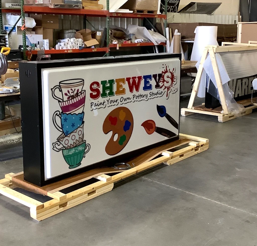 Shewey’s Sign Fabrication during fabrication in the shop