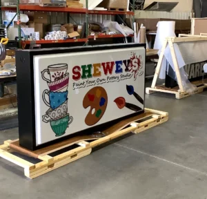 Shewey’s Sign Fabrication during fabrication in the shop