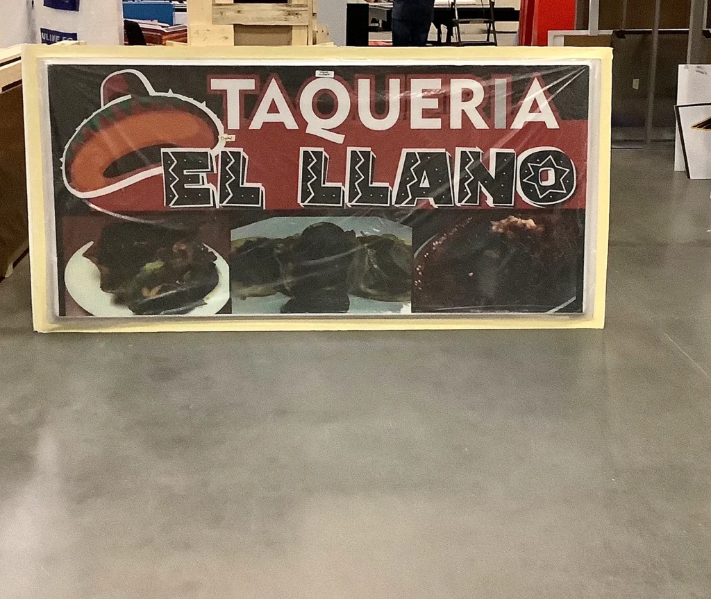 Taqueria El Llano Signs during fabrication in the shop