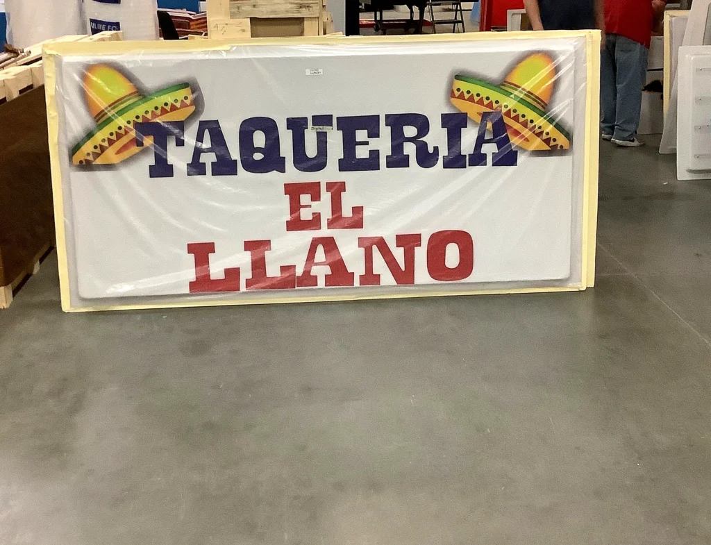 Taqueria El Llano Signs during fabrication in the shop