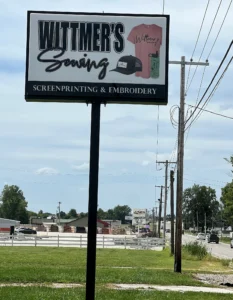 Wittmer’s Sewing Sign in its installed setting